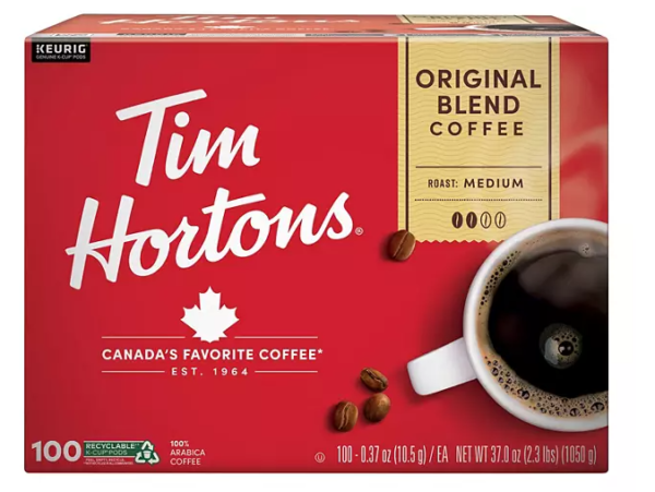 Tim Hortons Premium Medium Roast K-Cup Coffee Pods, Original Blend, 100 ct.