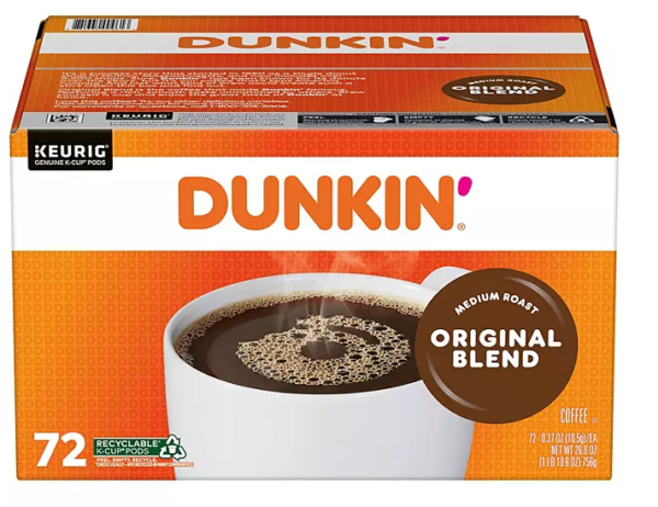 Dunkin' Donuts Medium Roast K-Cup Coffee Pods, Original Blend, 72 ct.