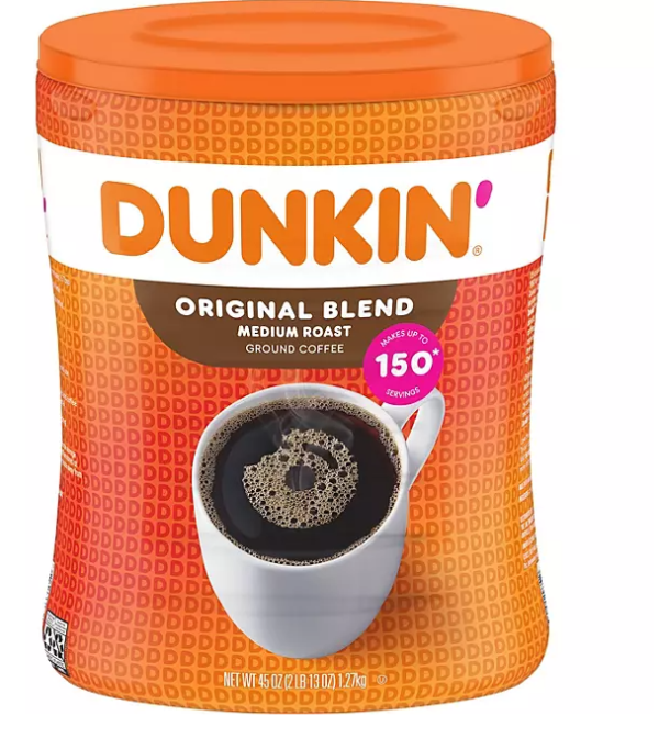 Dunkin' Donuts Original Blend Ground Coffee, Medium Roast, 45 oz.