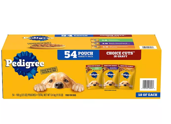 Pedigree Variety Pack, Choice Cuts in Gravy Adult Wet Dog Food, 3.5 oz., 54 ct.