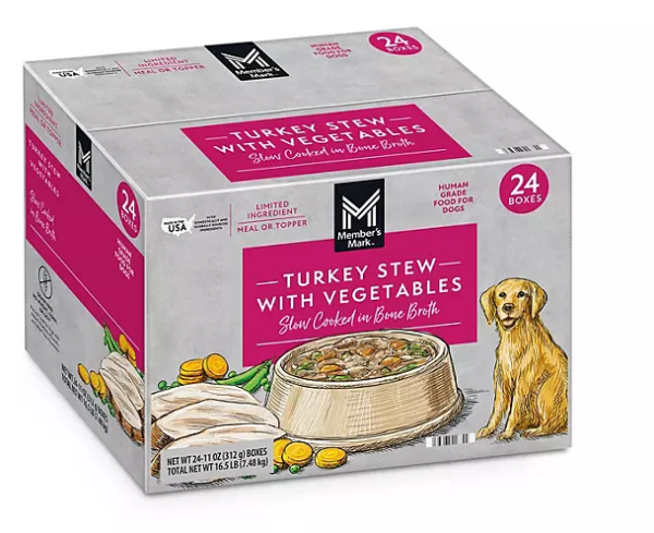 Member's Mark Turkey Stew with Vegetables Wet Dog Food, 11 oz., 24 boxes