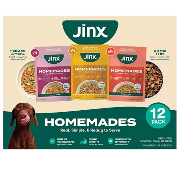 Jinx Homeamdes Variety Pack, Wet Dog Food Pack , 9oz , 12ct