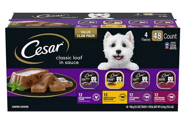 Cesar Variety Pack, Classic Loaf in Sauce Wet Dog Food, 3.5 oz., 48 ct.