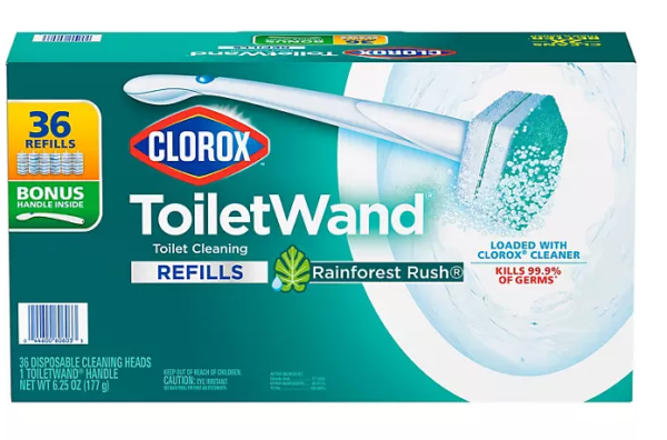 Clorox ToiletWand Toilet Cleaning Kit, Rainforest Rush, 1 ToiletWand Handle + 36 Refills