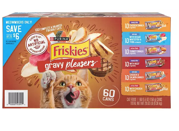 Purina Friskies Gravy Pleasers Variety Pack, Adult Wet Cat Food, 5.5 oz., 60 ct.